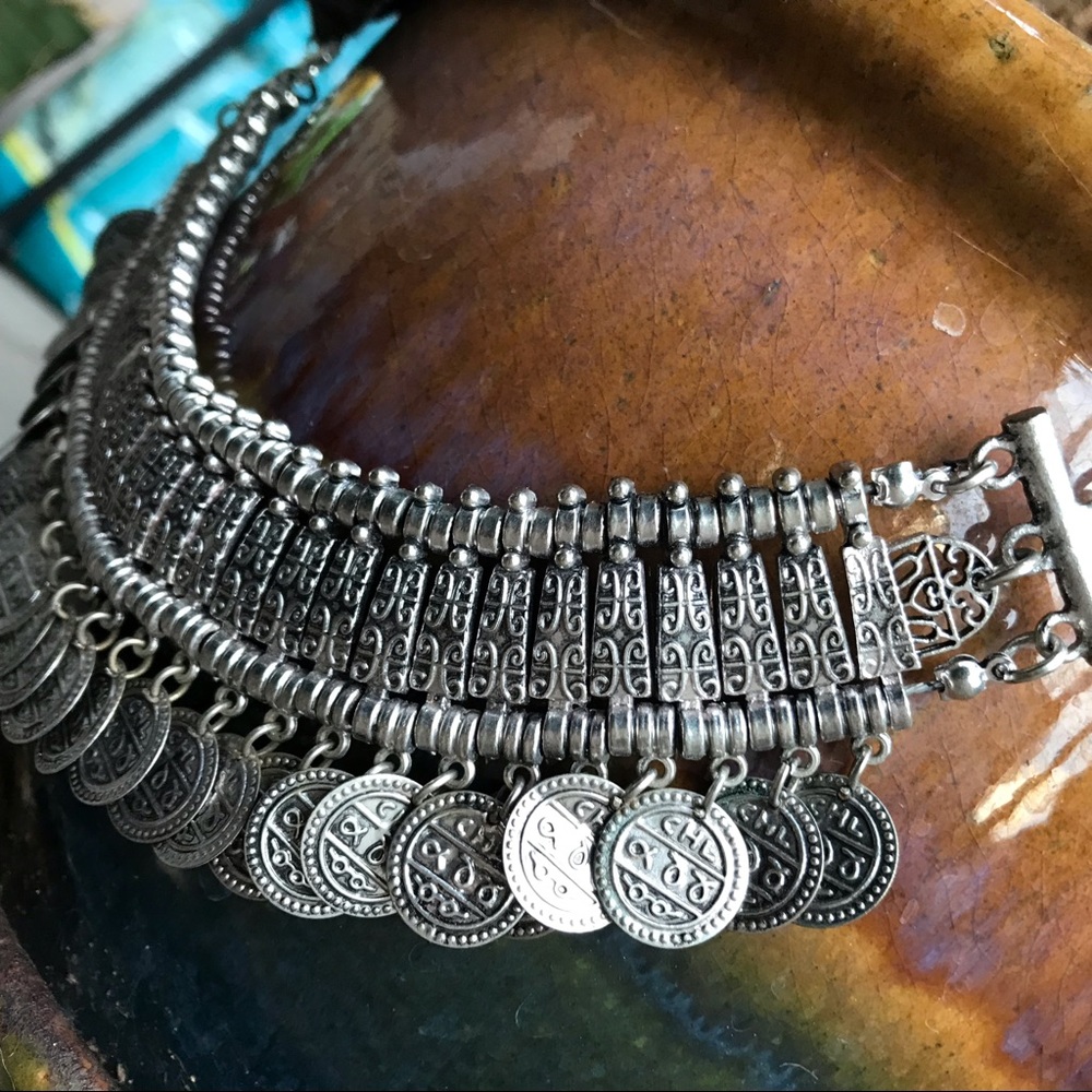 boho silver necklace